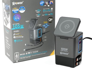兼容 Qi2 磁吸充電、內置伸縮線 XPower RN105 6合1 105W 塔式充電座 兼容 Qi2 磁吸充電、內置伸縮線 XPower RN105 6合1 105W 塔式充電座